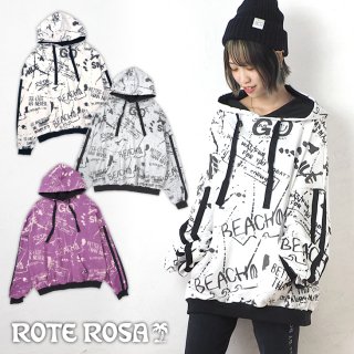 ROTE ROSA(ローテローザ)ペイント風総柄パーカートレーナー