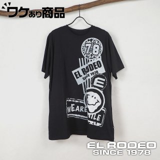 【ワケあり商品】ワッペン風ロゴプリントTシャツ(ブラック)