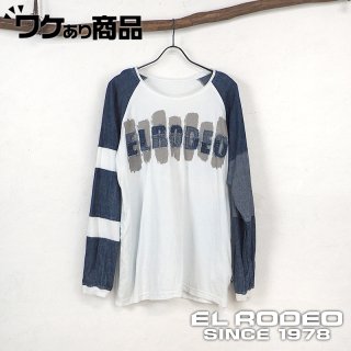 【ワケあり商品】デニムロゴアップリロングTシャツ(ホワイト)