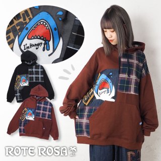 ROTE ROSA(ローテローザ)サメ×チェック切替えパーカートレーナー