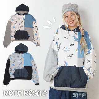 ROTE ROSA(ローテローザ)サメプリント切替え パーカートレーナー