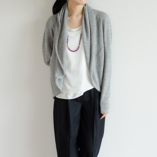 ベビーアルパカストールカラーカーディガン ライトグレー Maite マイテ