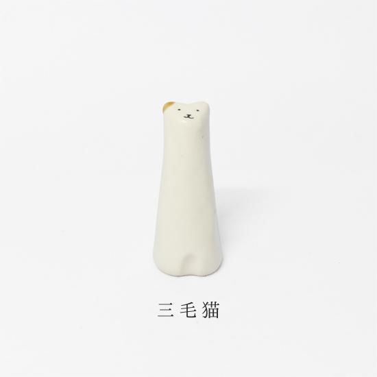 美濃焼 陶器 動物リングホルダー 三毛猫 イホシロ窯