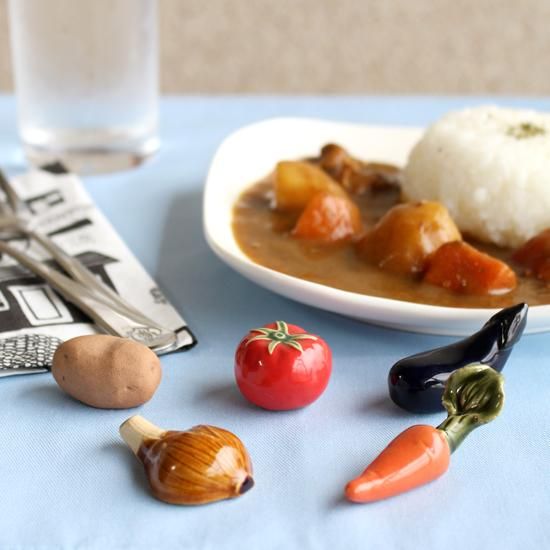 ギフト対応 美濃焼 陶器箸置き 夏野菜カレーの具５個セット イホシロ窯
