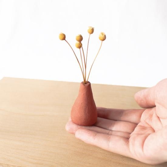 美濃焼 陶器 ドライフラワーベース「三角・茶」｜イホシロ窯