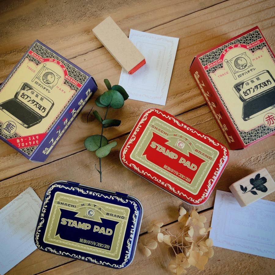 創業95周年記念】シヤチハタ 万年スタンプ台 缶入りメモ【ブロックメモ
