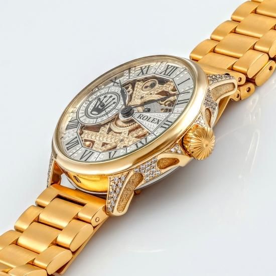 華麗な免品【ロレックス/ROLEX】豪華彫金/スケルトン/1946年/手