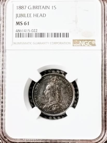 イギリス 1887年 1シリング銀貨 NGC PF61 - セキグチは1964年 イギリス 1887年 1シリング銀貨 NGC PF61 - セキグチは1964年