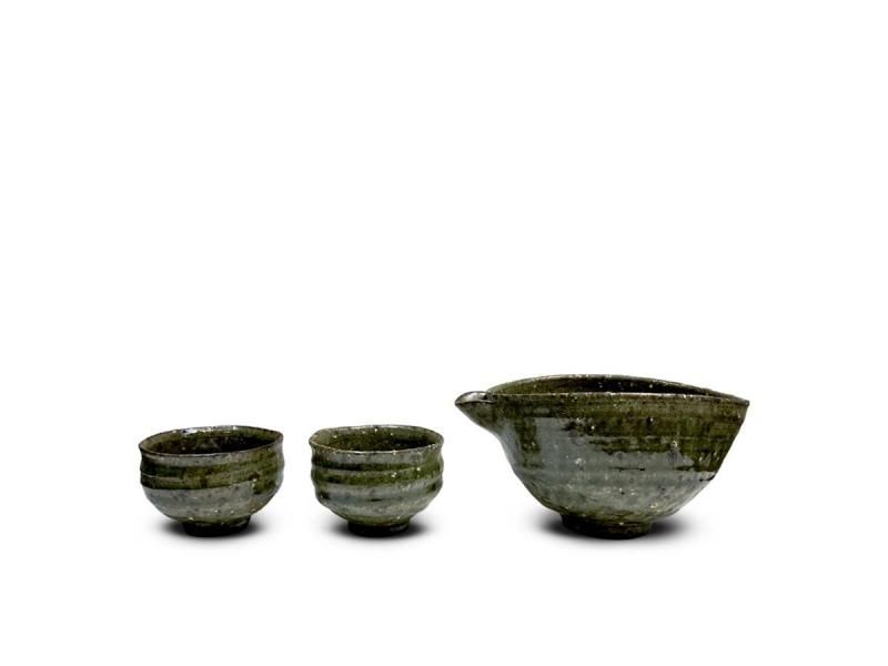 信楽焼 酒器セット 緑