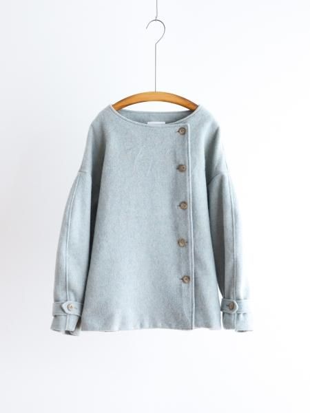 ROBE de PEAU " COLLARLESS WOOL JACKET ( PALE BLUE / LIGHT BROWN )"