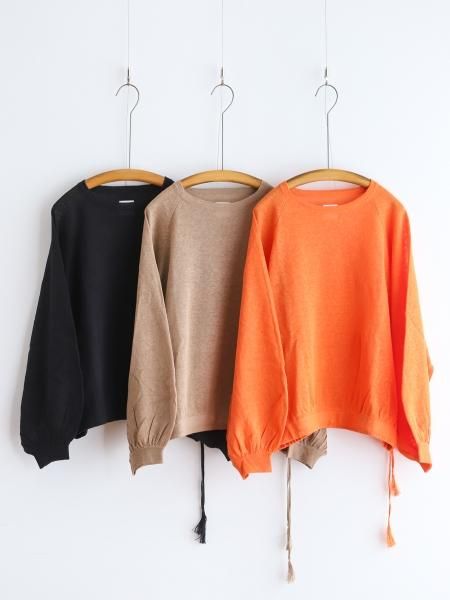 Gauze# " STRING ANTIQUE KNIT PULLOVER ( MOCHA / ORANGE / BLACK ) "