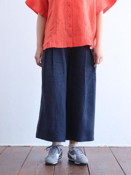 <img class='new_mark_img1' src='https://img.shop-pro.jp/img/new/icons7.gif' style='border:none;display:inline;margin:0px;padding:0px;width:auto;' />FABRIQUE en planete terre " wide linen skants ( Green / Dark navy ) "  