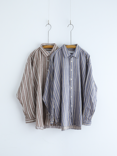 <img class='new_mark_img1' src='https://img.shop-pro.jp/img/new/icons6.gif' style='border:none;display:inline;margin:0px;padding:0px;width:auto;' />GUPTIHA " Bengal sripe shirt ( Brown / Gay blue ) "