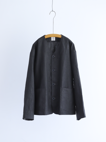 <img class='new_mark_img1' src='https://img.shop-pro.jp/img/new/icons6.gif' style='border:none;display:inline;margin:0px;padding:0px;width:auto;' />textileman " Collarless Jacket (Bokuju Coated Linen)"
