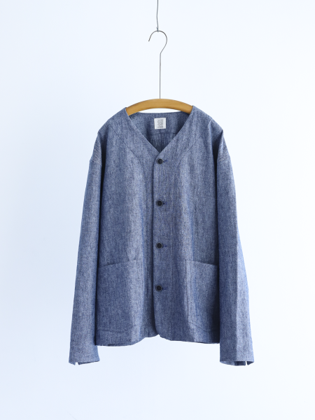 <img class='new_mark_img1' src='https://img.shop-pro.jp/img/new/icons6.gif' style='border:none;display:inline;margin:0px;padding:0px;width:auto;' />textileman " Collarless Jacket (CottonHemp Indigo Canvas)"