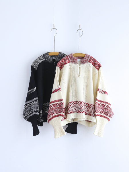 <img class='new_mark_img1' src='https://img.shop-pro.jp/img/new/icons6.gif' style='border:none;display:inline;margin:0px;padding:0px;width:auto;' />ASEEDONCL&#214;UD " Seiyakou Jacquard Blouse ( Off White / Black )"