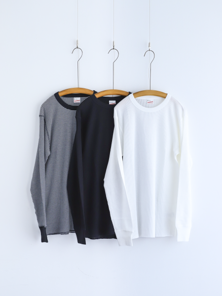 <img class='new_mark_img1' src='https://img.shop-pro.jp/img/new/icons6.gif' style='border:none;display:inline;margin:0px;padding:0px;width:auto;' />Healthknit "Basic Waffle Crewneck L/S Tee ( WHITE / BLACK / BORDER )"