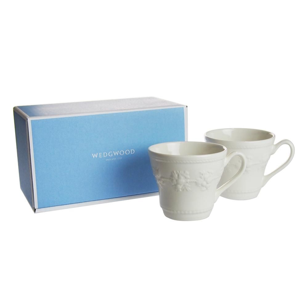 ウェッジウッド (WEDGWOOD) フェスティビティ アイボリー マグカップ 350ml ペアセット【ブランドBOX付き】