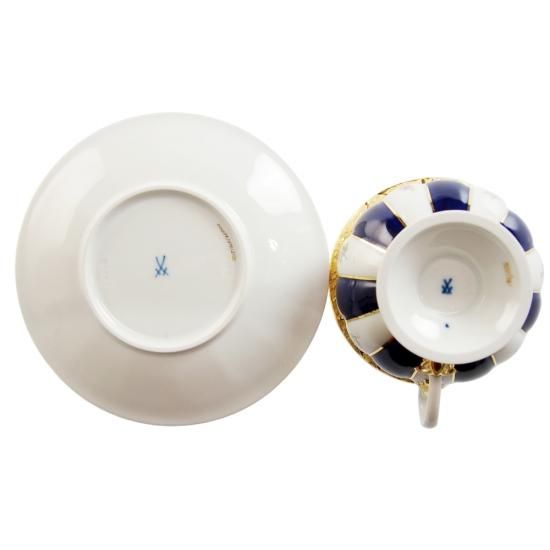 マイセン (Meissen) 金彩小花 ブルー ティーカップ&ソーサー マイセン (Meissen) 金彩小花 ブルー ティーカップ&ソーサー