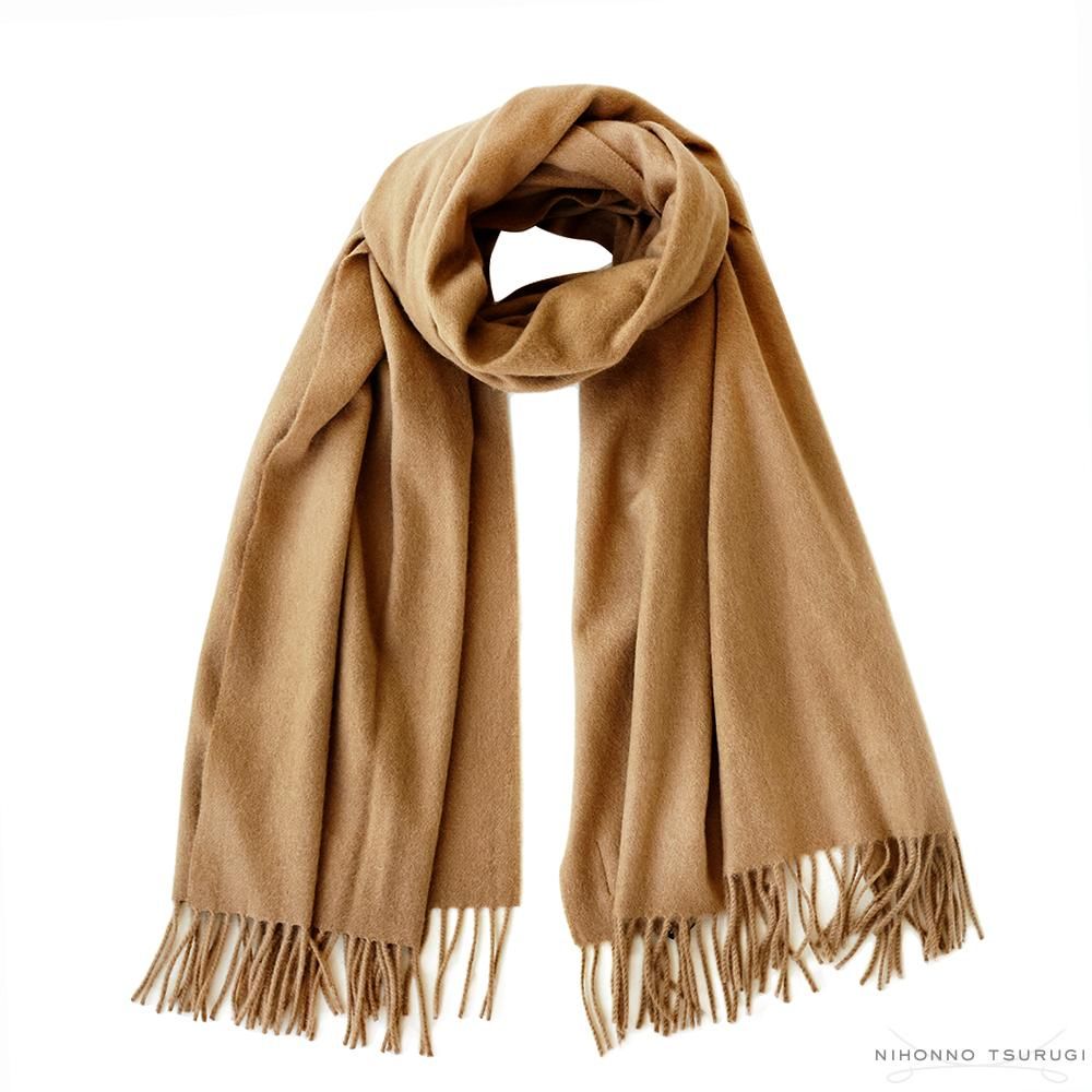 ジョシュアエリス Joshua Ellis カシミアストール プレインキャメル 70 190cm