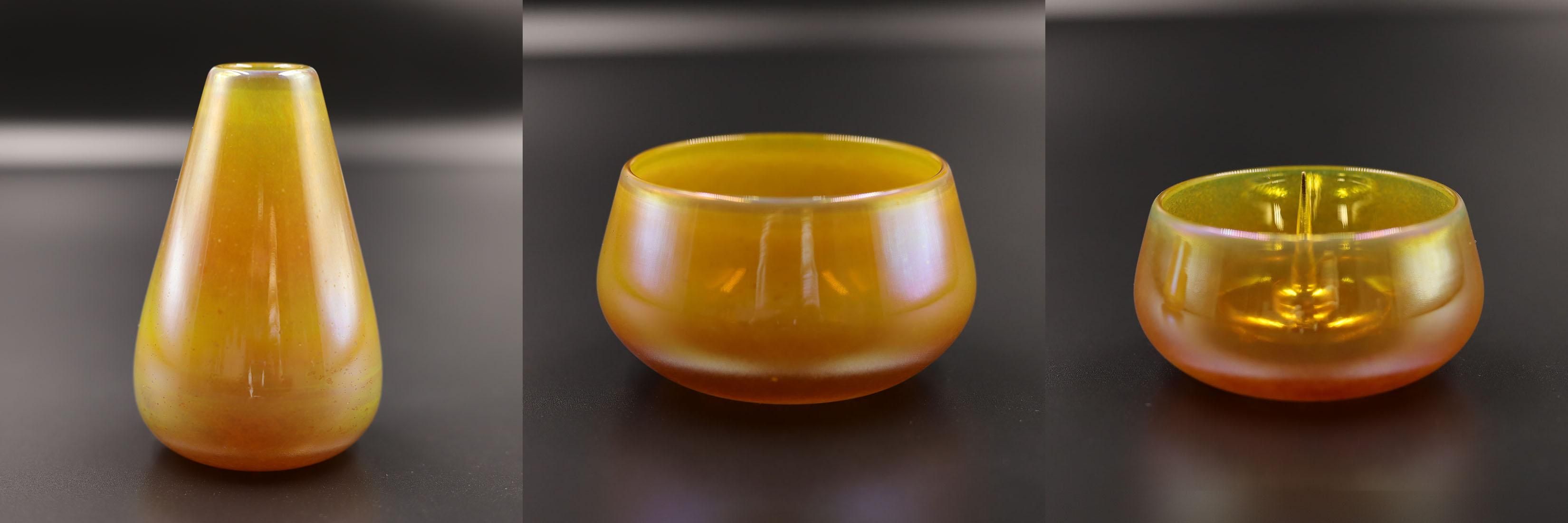 人気ガラス作家【吉本雅塵】作　池袋東武百貨店　【個展出品作品】　金彩ガラス　蓋物 人気ガラス作家【吉本雅塵】作 池袋東武百貨店 【個展出品作品
