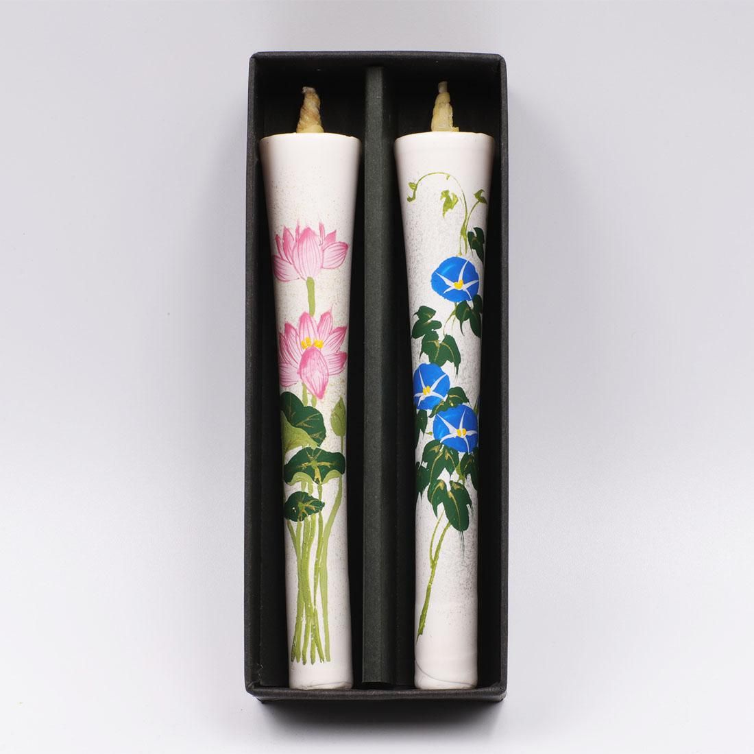 特撰 絵ろうそく 2本入 夏柄（蓮・朝顔） - 佐倉幸保商店 公式通販サイト
