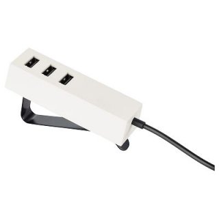 IKEA イケア USB充電器 クランプ付き ホワイト 白 n50360274 LORBY ロルビ