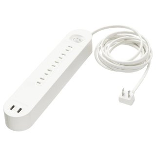 IKEA イケア 電源タップ 5個口 USBポート2口付き ホワイト 白 3.0m c30300238 KOPPLA コップラ