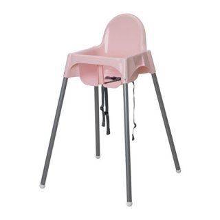 IKEA イケア ハイチェア 安全ベルト付き ピンク シルバーカラー a49211529 ANTILOP アンティロープ
