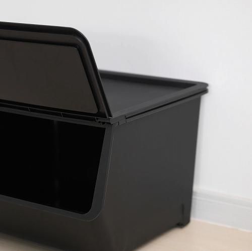偉大な IKEA 44.5x42x31cm 黒 ブラック ふた付きボックス イケア 家具・インテリア