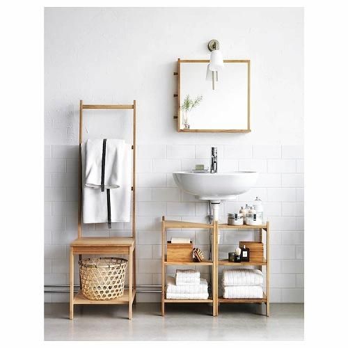 レビュー高評価アイテム特集｜ファッション通販 IKEA イケア 洗面台用シェルフ/コーナーシェルフ 竹 34x60cm トイレ収納