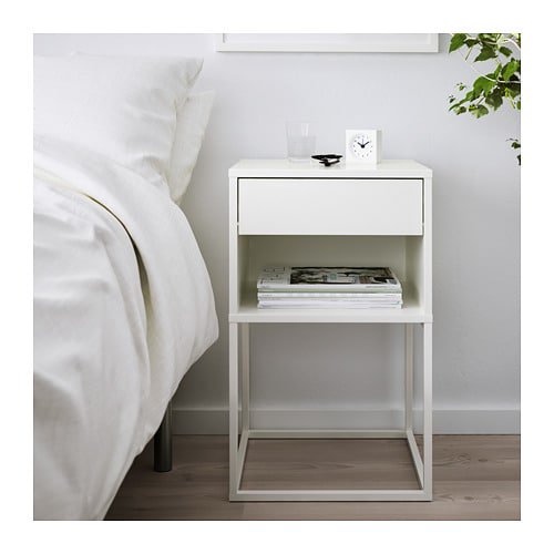 IKEA イケア ベッドサイドテーブル ホワイト 白 40x39cm z80388974 VIKHAMMER ヴィークハムメル - 株式会社クレール　 IKEAイケアの製品を全国送料無料でお届け　ネット通販