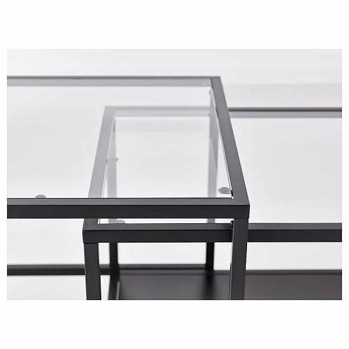 IKEA イケア ネストテーブル2点セット ガラス ブラックブラウン