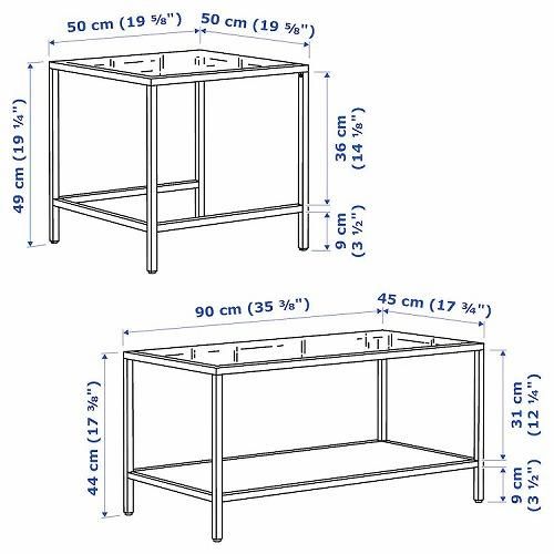 IKEA イケア ネストテーブル2点セット ガラス ブラックブラウン IKEA イケア ネストテーブル2点セット ガラス ブラックブラウン