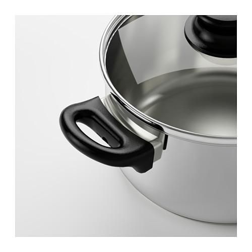 IKEA イケア 両手鍋 21cmふた付き ガラス ステンレススチール