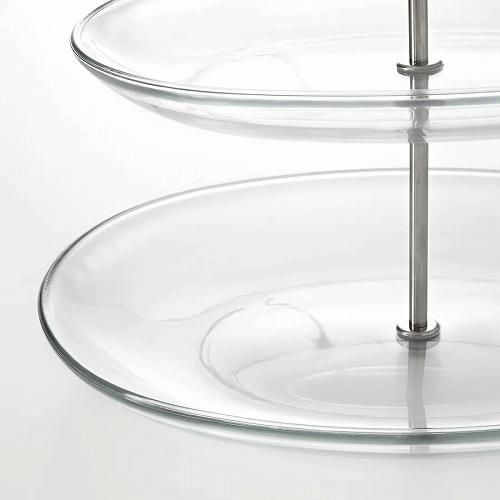 IKEA イケア ケーキスタンド 3段 クリアガラス ステンレススチール
