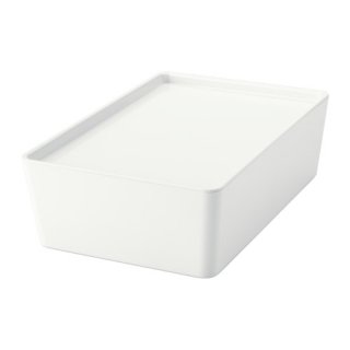 IKEA イケア ふた付きボックス ホワイト 白 18x26x8cm d30280202 KUGGIS クッギス