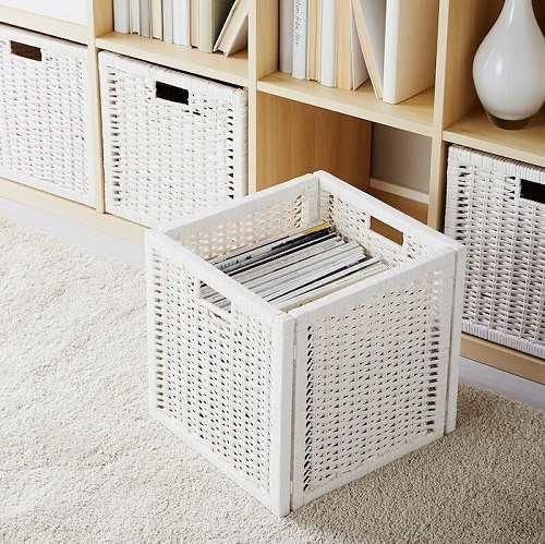 IKEA イケア バスケット かご ホワイト 白 32x34x32cm z20393412