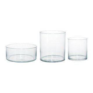 IKEA イケア CYLINDER 【大ボウル】花瓶3点セット クリアガラス d80175213 シリンデル