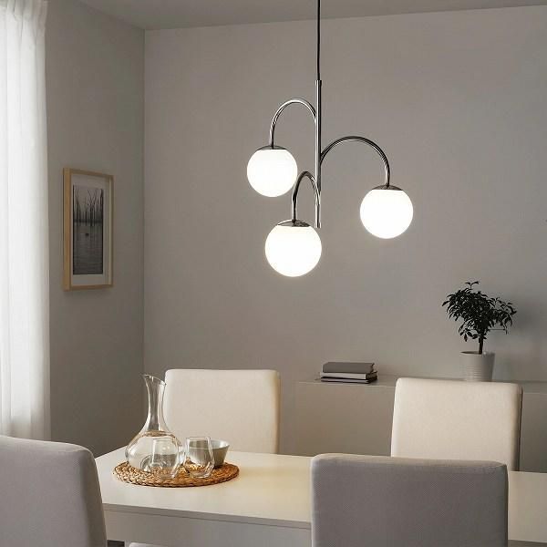 IKEA イケア ペンダントランプ 3アーム クロムメッキ オパール IKEA イケア ペンダントランプ 3アーム クロムメッキ オパール