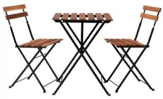 【セット商品】IKEA イケア TARNO テルノー 折りたたみ式テーブル&チェア2脚 屋外用 アカシア材 ブラウンステイン 80165129s00165128x2