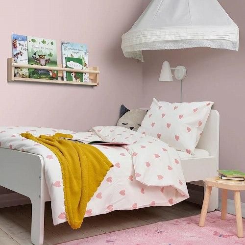 IKEA イケア 掛け布団カバー＆枕カバー ハート模様 ホワイト