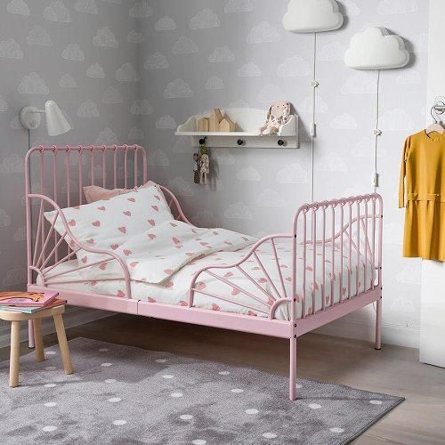 IKEA イケア 掛け布団カバー＆枕カバー ハート模様 ホワイト