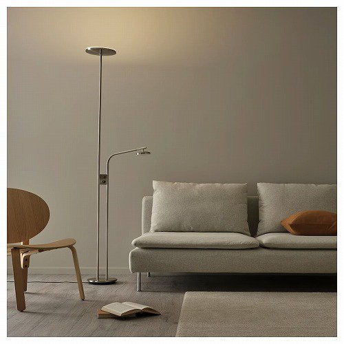 IKEA イケア LEDフロアアップライト 読書ランプ 調光可能 ニッケル