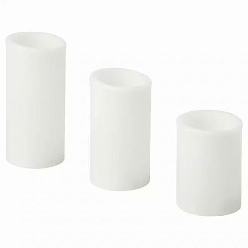 【日本未発売】 IKEA イケア LEDブロックキャンドル3個セット ホワイト 室内用 Candle