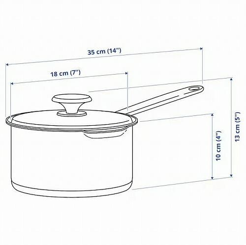 IKEA イケア 片手鍋 ふた付き ステンレススチール ガラス 2L IKEA イケア 片手鍋 ふた付き ステンレススチール ガラス 2L