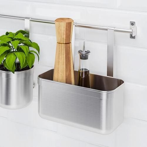 IKEA イケア 小物入れ ステンレススチール 24x12x26.5cm