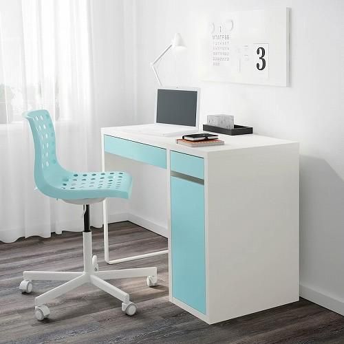 IKEA イケア デスク ホワイト ライトターコイズ 105x50cm