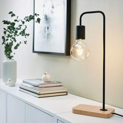 IKEA イケア テーブルランプ ブラック 竹 m50518415 TVARHAND ト