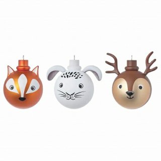 IKEA イケア デコレーション ボールオーナメント 飾り 3個セット 動物 m40498658 VINTER 2021 クリスマス